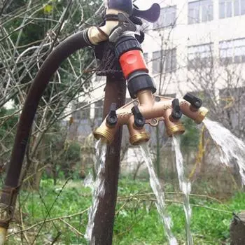 Медный 4-ходовой шаровой вододелитель, полив сада, сельскохозяйственное орошение, бытовой кран для мойки автомобилей, 1-ходовой 4-ходовой разветвитель One Size золотой