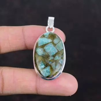 Медный амазонитовый кулон с драгоценным камнем, приличное ювелирное изделие, серебряный кулон 925 пробы, абсолютно новый кулон, серебряные украшения ручной работы, подарки для мамы