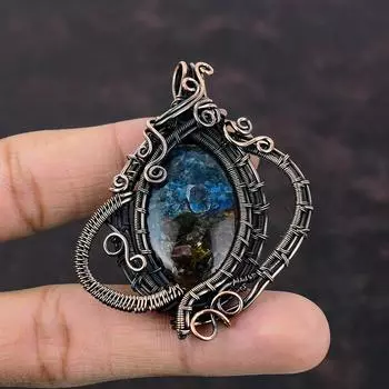 Медный арбуз, турмалин, кулон, медная проволока, кулон с драгоценным камнем, медная ювелирная проволока ручной работы, ювелирные изделия для подарка, кулон с камнем