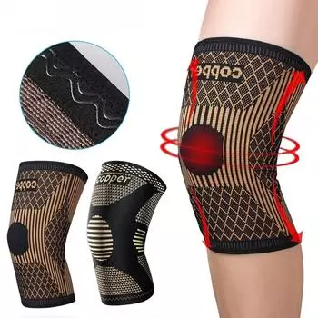 Медный бандаж на колено от боли при артрите и поддержка-медный наколенник от боли в колене компрессионный рукав для облегчения боли в колене S