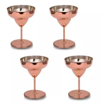 Медный бокал для маргариты ручной работы 450 мл Набор из 4 медных бокалов для коктейлей