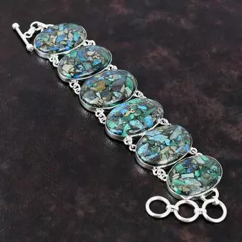 Медный браслет из азурита и малахита, браслет из стерлингового серебра 925 пробы, регулируемый браслет-цепочка ручной работы, подарок для друга, красивые ювелирные изделия из драгоценных камней