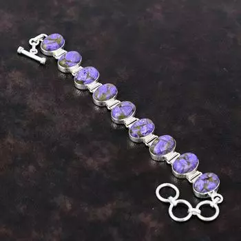 Медный браслет из чароита Браслет из стерлингового серебра 925 пробы Регулируемый браслет-цепочка Натуральный драгоценный камень Ювелирные изделия ручной работы Удивительный браслет для подарков