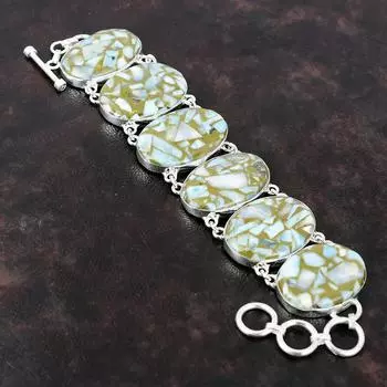 Медный браслет Ларимар Изысканные ювелирные изделия из драгоценных камней Браслет из стерлингового серебра 925 пробы Уникальные ювелирные изделия ручной работы Регулируемый браслет-цепочка Подарок для него