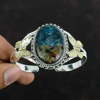 Медный браслет с арбузным турмалином, браслет-манжета из стерлингового серебра 925 пробы, браслет с позолотой 18 карат, браслет с бабочкой и драгоценными камнями, регулируемые браслеты