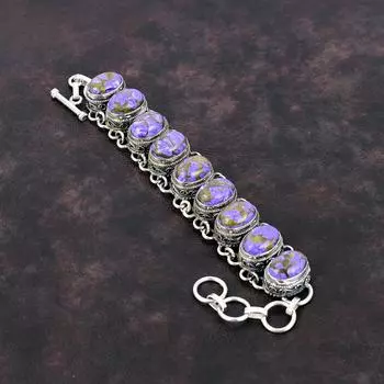 Медный браслет с чароитом, браслет из стерлингового серебра 925 пробы, драгоценный камень, ювелирные изделия ручной работы, регулируемая цепочка, винтажный браслет, новые ювелирные изделия для подарка