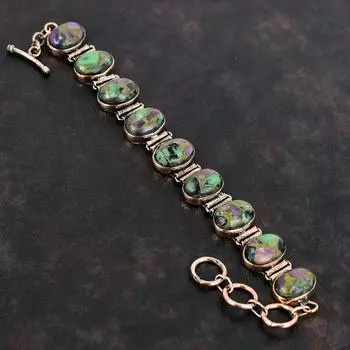 Медный браслет с рубином и цоизитом Медный браслет Регулируемый браслет-цепочка Браслет ручной работы с камнем по случаю рождения Медный драгоценный камень Ювелирные изделия Подарки на помолвку
