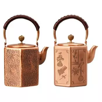Медный чайник для заваривания воды 1,0 л, ручной работы, чайный аксессуар, большая емкость, чайная утварь, чайник для пикника, домашней вечеринки