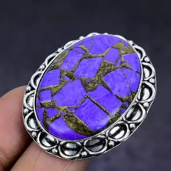 Медный Чароит Драгоценный Камень Серебряный Подарочный Ювелирный Подарочный Ювелирные Изделия Кольцо Размер 9 p4c24