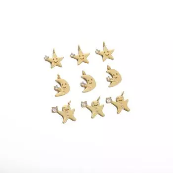 Медный Циркон Улыбающееся Лицо Луна Подвеска Для DIY Изготовления Ювелирных Изделий Ремесленные Аксессуары 16x17mm