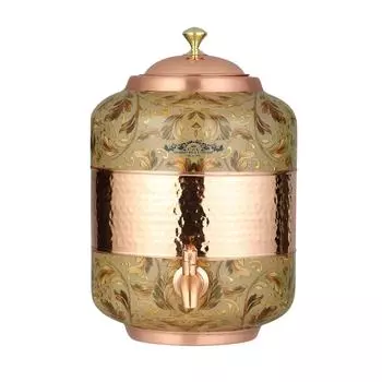 Медный диспенсер для воды, декоративный дамасский узор, герметичный кран, большой вес (Золотой, 18 литров)