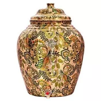 Медный диспенсер для воды Matka с печатным рисунком, для хранения, для домашнего сада, 13 л, светло-коричневый