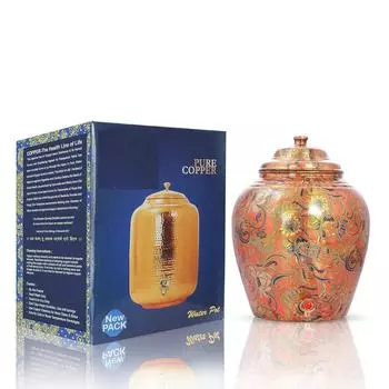 Медный диспенсер для воды с цветочным принтом Matka, для хранения, для дома и огорода, 6 л 6 Litre