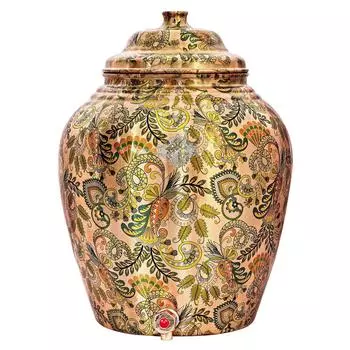 Медный диспенсер для воды с печатным рисунком, Матка, Хранение, Дом Сад, 10 литров, Светло-коричневый