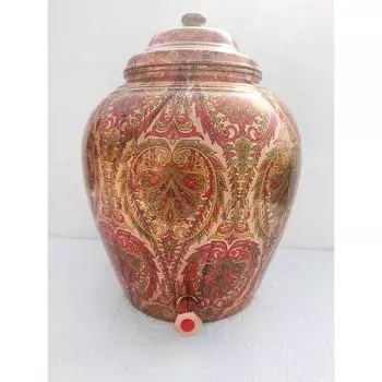 Медный диспенсер для воды с принтом в виде листьев, Матка, Хранение, Дом Кухня Сад, 13 литров