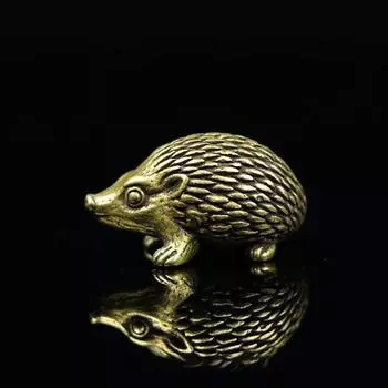 Медный ежик, маленькие украшения, твердая латунь, антикварная скульптура животного, ремесла, письменный стол, чайный столик, украшение для дома onesize