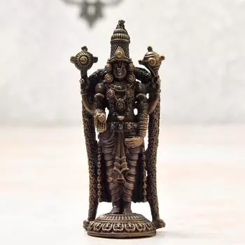 Медный идол Баладжи ручной работы – Патинированная античная отделка,