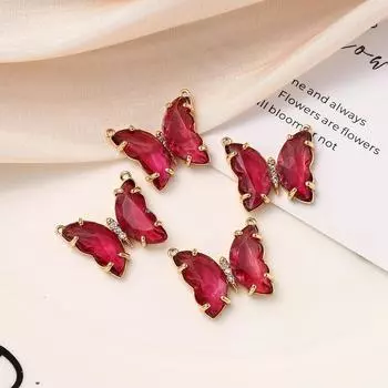 Медный инкрустированный цирконий цветной браслет-бабочка ожерелье кулон с двумя отверстиями ювелирные изделия аксессуары серьги-гвоздики аксессуары красный