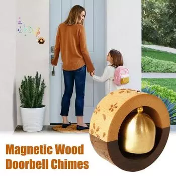 Медный колокольчик с рисунком Сакуры, входной дверной звонок, деревянный дверной звонок, подвесной ветровой звонок, беспроводной дверной звонок для домашнего декора, винтажный магнитный звонок