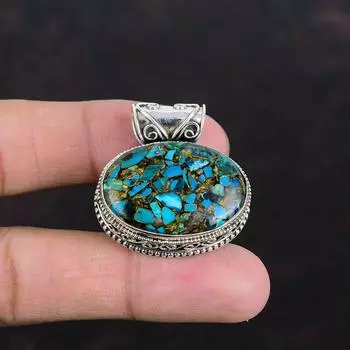 Медный кулон Chrysocolla из стерлингового серебра 925 пробы, подвеска из драгоценного камня ручной работы, винтажные ювелирные изделия, подарки для нее, уникальный кулон, серебряные ювелирные изделия