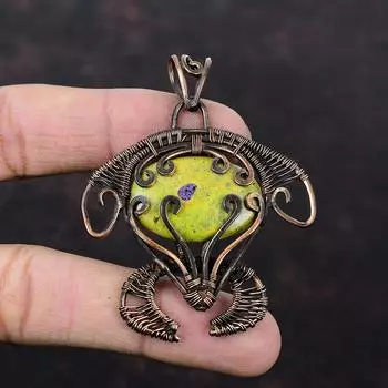 Медный кулон из стихтита, ювелирные изделия из медной проволоки, приличный кулон ручной работы, ювелирные изделия в виде черепахи, кулон, завернутый в проволоку, ювелирные изделия из драгоценных камней для подарка