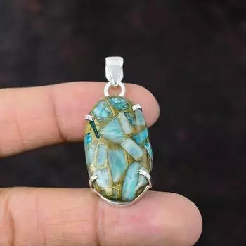 Медный кулон с амазонитом, антикварные ювелирные изделия из драгоценных камней, кулон из стерлингового серебра 925 пробы, кулон ручной работы в стиле бохо, подарок для мамы, замечательный кулон