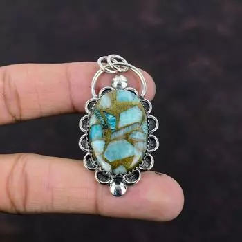 Медный кулон с амазонитом, ювелирные изделия из драгоценных камней высшего качества, подвеска из стерлингового серебра 925 пробы, эффектный ювелирный подарок ручной работы для мамы, элегантный кулон