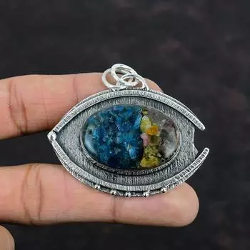 Медный кулон с арбузным турмалином, драгоценный камень, антикварное ювелирное изделие, кулон из стерлингового серебра 925 пробы, ювелирные изделия с турмалином ручной работы, подарки для него