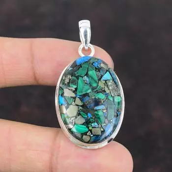 Медный кулон с азуритом и малахитом, подвеска из стерлингового серебра 925 пробы, изысканные ювелирные изделия из драгоценных камней, стильный кулон ручной работы, подарок для женщин, удивительный кулон