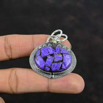 Медный кулон с чароитом, кулон из стерлингового серебра 925 пробы, кулон ручной работы, кулон с драгоценным камнем высшего качества, красивые серебряные украшения, подарки для матери