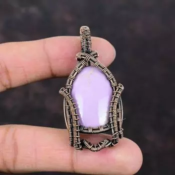 Медный кулон с фосфосидеритом, медная проволока, кулон с драгоценным камнем, кулон с фосфосидеритом, кулон ручной работы, медный ювелирный подарок для друга