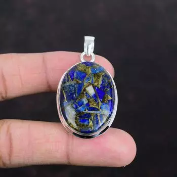 Медный кулон с содалитом, драгоценный камень, дизайнерское ювелирное изделие, кулон из стерлингового серебра 925 пробы, ювелирные изделия из содалита ручной работы, подарки для него, достойный кулон