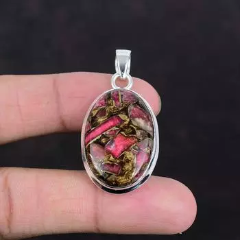 Медный кулон с тулитом, подвеска из драгоценного камня ручной работы, подвеска из стерлингового серебра 925 пробы, достойное ювелирное изделие, абсолютно новый кулон, подарки на годовщину, подвеска в стиле бохо