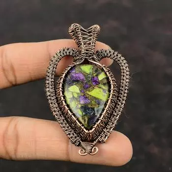 Медный кулон стихтит, подвеска из медной проволоки с драгоценным камнем, ручная работа, подвеска из меди для подарка, подвеска из проволоки с камнем по рождению