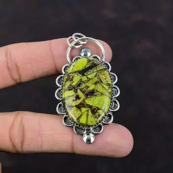 Медный кулон-стихтит, подвеска из стерлингового серебра 925 пробы, подвеска из натурального драгоценного камня, элегантные ювелирные изделия ручной работы, кулон в этническом стиле, подарок для женщин