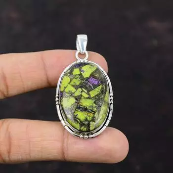 Медный кулон-стихтит, ювелирные изделия из натурального драгоценного камня, стерлинговое серебро 925 пробы, кулон ручной работы в стиле хиппи, подарок для женщин, ювелирные изделия из стихтита