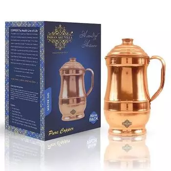 Медный кувшин для воды, традиционный дизайн, аюрведические преимущества для здоровья, не ржавеет, элегантный