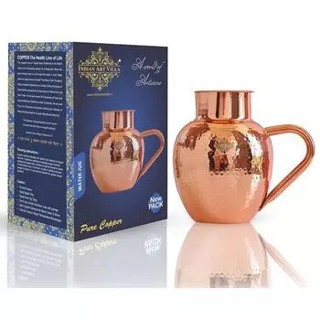 Медный кувшин Royal Surahi Design, хранение и подача воды, польза для здоровья (1600 мл)