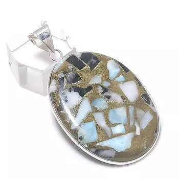 Медный ларимар драгоценный камень ручная работа 925 стерлингового серебра ювелирное изделие кулон 2.05 N1k55