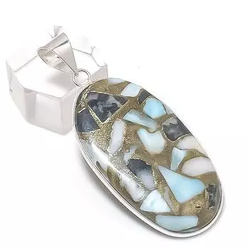 Медный ларимар драгоценный камень ручная работа 925 стерлингового серебра ювелирное изделие кулон 2.05 p0j19