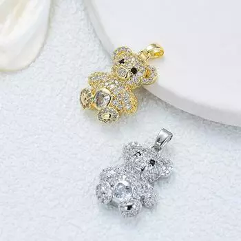 Медный микро-инкрустированный цирконовый кулон в виде медведя, ожерелье с подвеской в виде головы медведя, стиль кулона, модный дорожный кулон в виде медведя