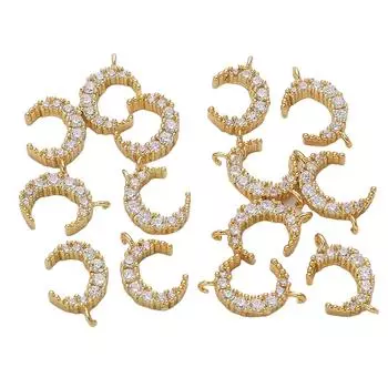 Медный микроинкрустированный циркон, открытый подвесной кулон с одной луной для изготовления ювелирных изделий своими руками, аксессуары для рукоделия 9x13mm