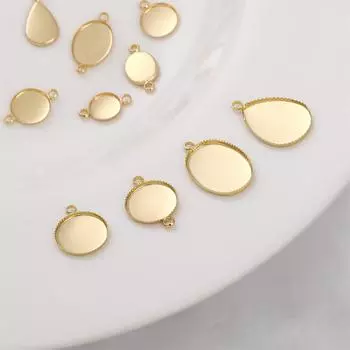 Медный плоский поднос для изготовления ювелирных изделий DIY Аксессуары для подвесных колец inside diameter: 10mm золотой