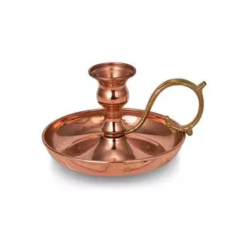 Медный подсвечник, Круглый подсвечник, Винтажный медный подсвечник, Канделябры, Центральное украшение стола, Подсвечник середины века