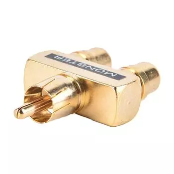Медный позолоченный RCA аудио-видео разветвитель 1 штекер на 2 гнезда адаптера преобразователя