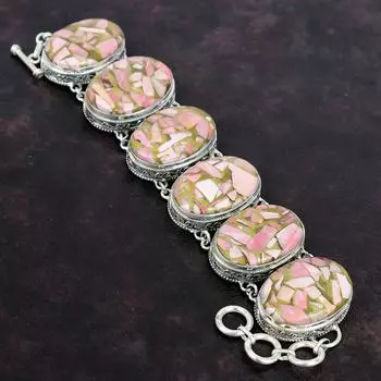 Медный розовый опаловый браслет 925 пробы стерлингового серебра браслет старинные ювелирные изделия регулируемый браслет-цепочка драгоценный камень браслет ручной работы подарки на помолвку
