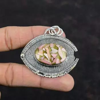 Медный розовый опаловый кулон из стерлингового серебра 925 пробы, ювелирные изделия ручной работы, кулон из настоящего драгоценного камня, достойный кулон, серебряные ювелирные изделия, подарки для женщин