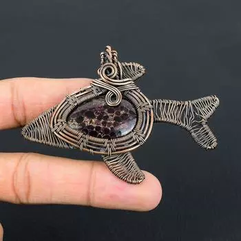 Медный розовый турмалин, драгоценный камень, ювелирные изделия, кулон ручной работы, обернутый чистой медной проволокой 2.55 Inches розовый