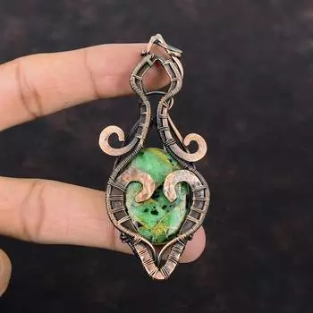 Медный Рубин Цоизит Подвеска Медная Проволока Ювелирные Изделия Подвеска Из Настоящего Драгоценного Камня Ювелирные Изделия Ручной Работы Медный Подвеска Проволочная Подвеска Для Подарка