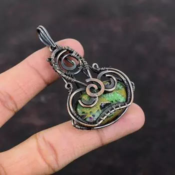 Медный рубин, кулон с цоизитом, медная проволока, обернутая ювелирными изделиями, подвеска из натурального драгоценного камня, свадебный подарок, медная проволока, кулон, ювелирные изделия ручной работы в стиле бохо